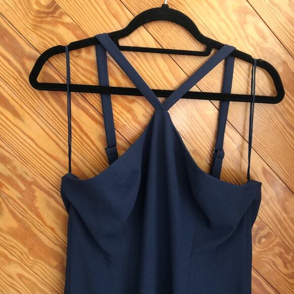 Dress the Population Tessa Crepe Halter Midi Dress Navy Blue - Picture 3 of 8